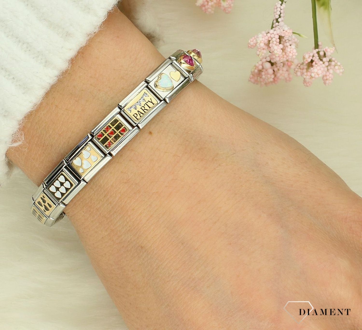 Nomination Link 18K zawieszka złoto serce z brokatem  Zawieszki Nomination ✓ Wyjątkowy prezent ✓ Nomination ✓ Bransoletka Nomination ✓ Bransoletka ze stali-001.jpg